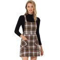 thumbnail image 1 of INSPIRE CHIC Robe Chasuble Trapèze à Carreaux pour Femme avec Boutons Décoratifs S Brun Foncé, 1 of 5
