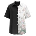 thumbnail image 4 of Birdeem T-Shirt Décontracté pour Femmes à Imprimé, Col Rabattu, Boutonné, Coupe Ample, Manches Courtes, Chandail à Enfiler, Blouse, Hauts, 4 of 4