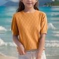 thumbnail image 2 of Posijego Chandails à Manches Courtes pour Filles pour Enfants, Col Rond, Tricot, Chandails à Enfiler, Chemises Décontractées Amples, 2 of 4