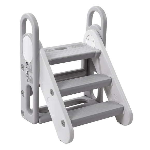 Toddler Step Stool for Bathroom Sink, Kids Standing Tower, 3 Step Stool with Safety Handles for Kitchen, Bed, Toilet Potty Training, Non-Slip Three Step Ladder for Child Learning