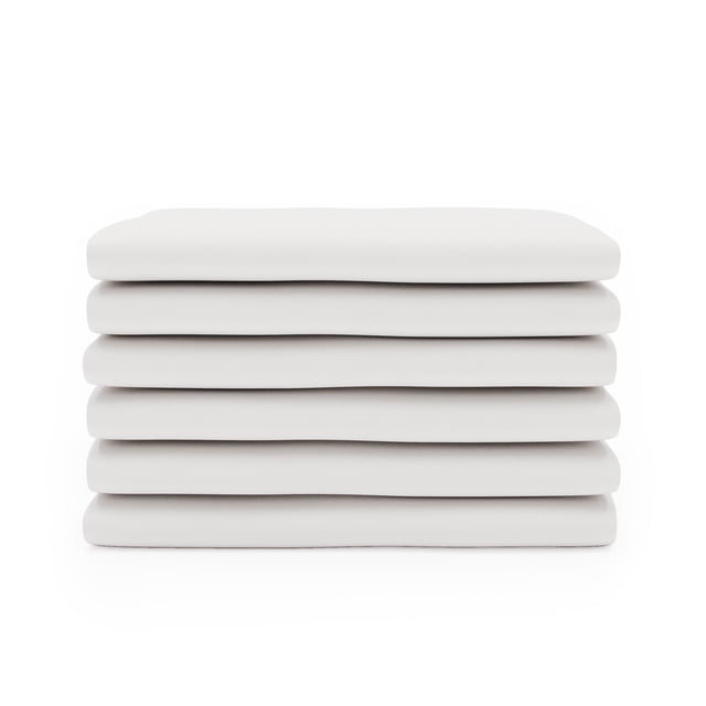 Foundations Zippered Sheet for Portable & Compact Cribs with a 3"- 4" Crib Mattress, 100% Cotton Knit Fabric, 6 Pack (White)