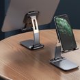 thumbnail image 3 of Phone Holder Foldable Adjustable Desktop Portable Phone Stand Adjustable Phone Stand Plastic Portable Mobile Bracket, Black, 3 of 6