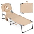 thumbnail image 1 of Costway Chaise Longue de Plage Extérieure Pliante avec Oreiller Beige, 1 of 8