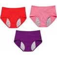 thumbnail image 1 of Women's 3PC Solid Mesh High Waist Leak Proof Menstrual Pants Set - Nylon Spandex, Multipack for Period Protection, 1 of 2