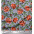 thumbnail image 2 of Soimoi Tissu en Voile de Coton Feuilles & Roses Imprimés Floraux au Mètre 56 Pouces de Large, 2 of 3