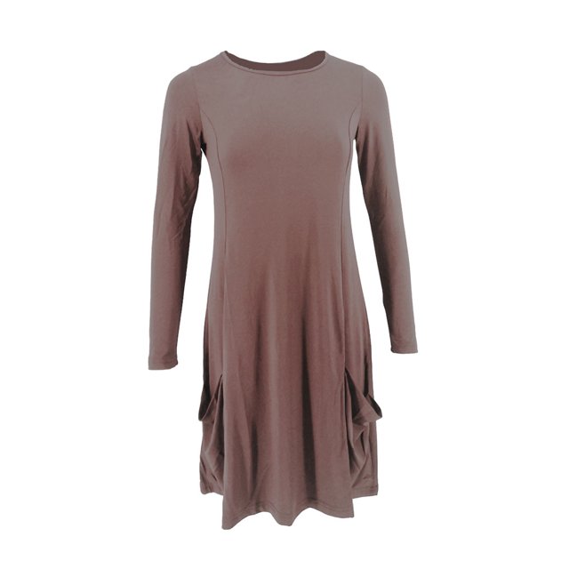 Ruiboury Robe Pull Vintage Décontractée en Coton à Manches Longues Printemps Chic Sans Effort Café TTG
