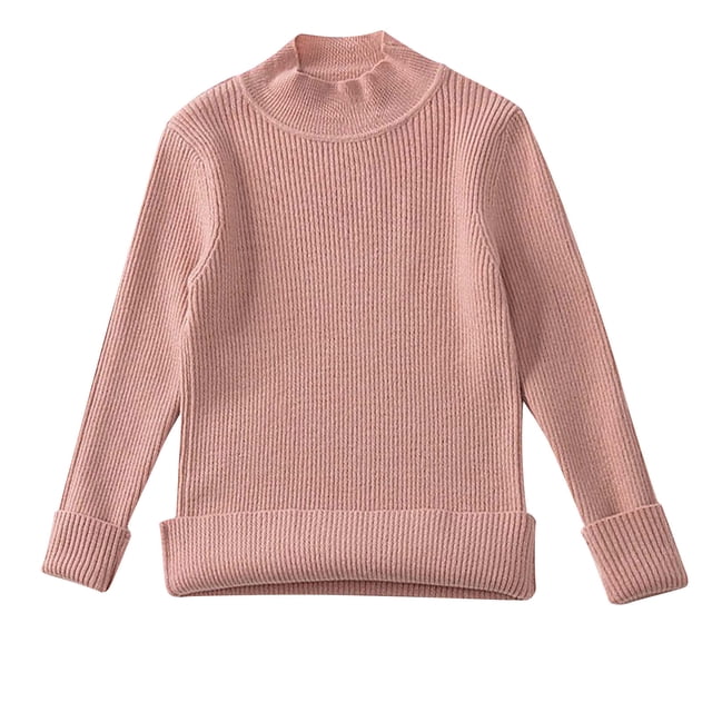 LOVZFMLL Girl's Sweater, Turtleneck Ribbed Pullover Solid Color, Casual Essential Stretchy Layering Top Fall Clothes Warm Winter Tops Kid Girls Clothes for 7 Years
