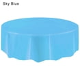 thumbnail image 1 of Renjiang Premium Round blue Plastic Tablecloth - 2.13m. Disposable Round Plastic Table Cloth - Decorative Round Table Cover Smooth Table Cover - Disposable Table Cloths For Parties, Weddings, 1 of 1