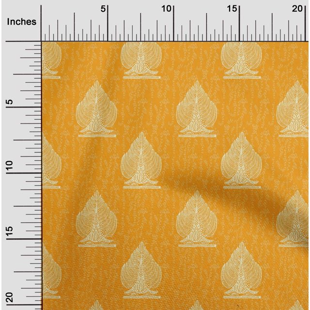 oneOone Cotton Poplin Fabric Leaves & Tree Block Print Fabric By The Yard 56 Inch Wide