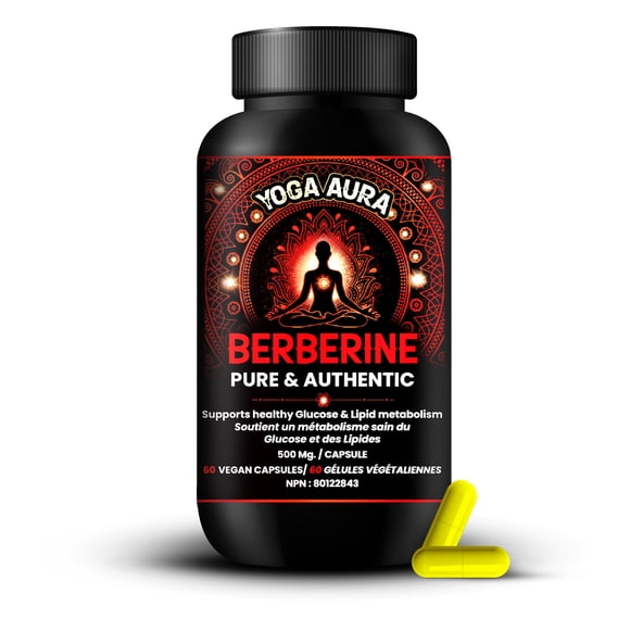 🇨🇦 100% Pure Berberine Supplement 500mg – Max Potency Per Capsule – Supports Healthy Blood Sugar, Glucose & Lipid Metabolism – Natural Insulin & Weight Support – 60 Vegan Capsules – Made in Canada