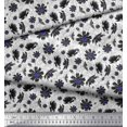 thumbnail image 2 of Soimoi polyester Crepe Fabric Leaves & Cosmos Floral Printed Fabric 1 Yard 52 Inch Wide, 2 of 3