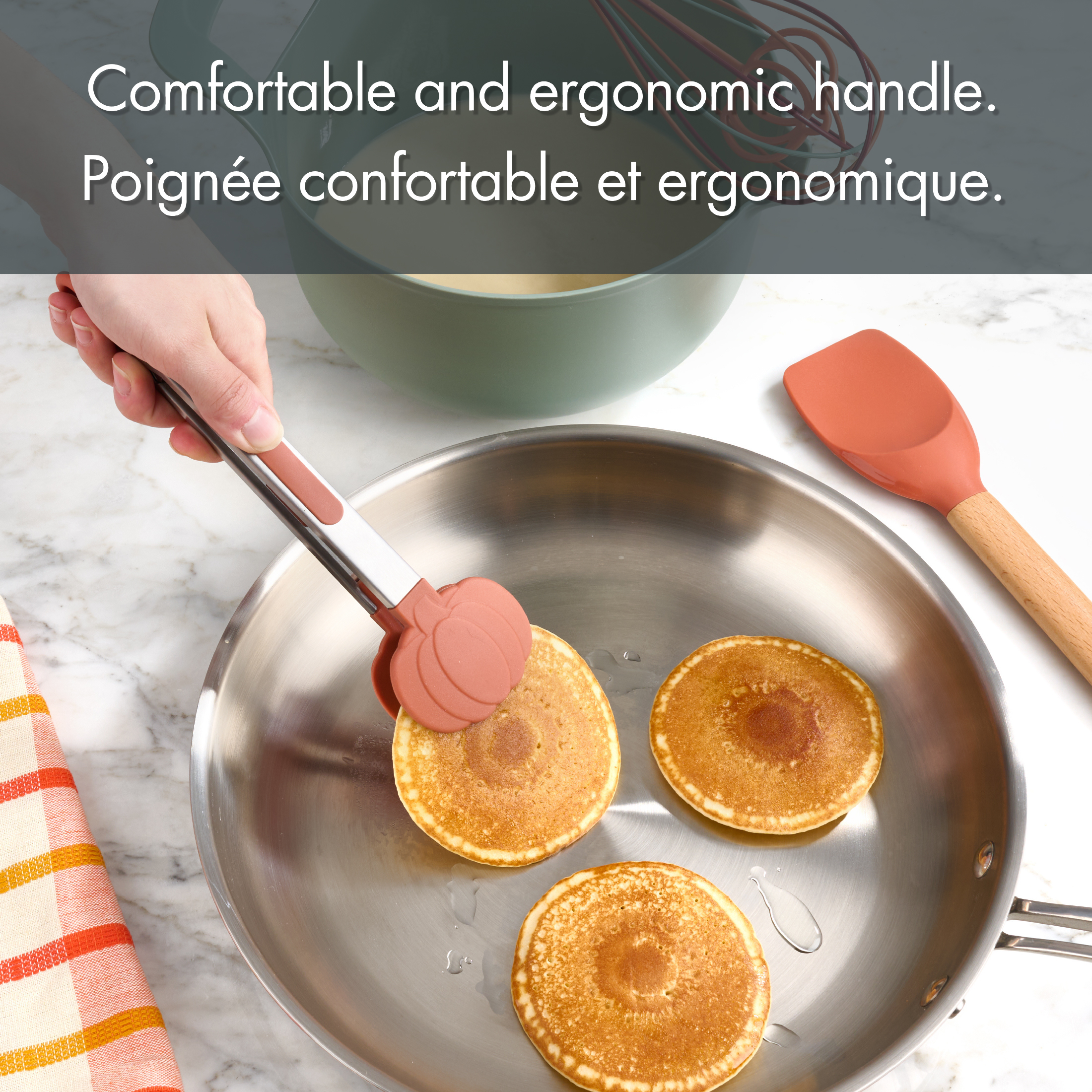 Pinces de cuisson et de service en acier inoxydable et silicone 9” - Tout-pour-Célébrer de Walmart, Citrouille, Orange