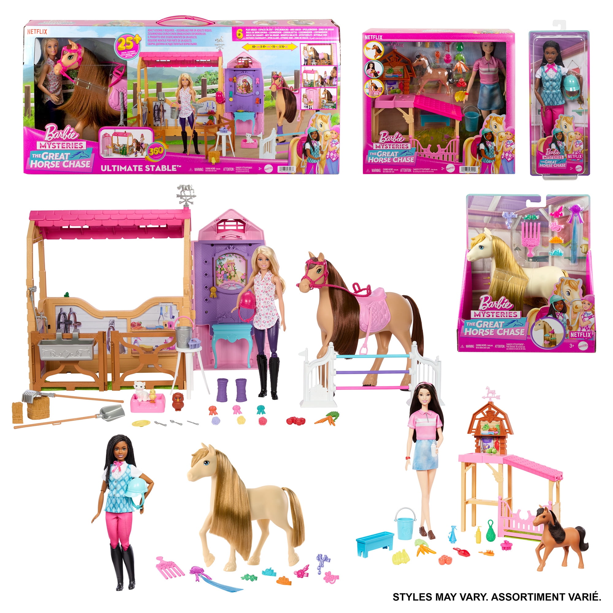 Barbie Les MYSTÈRES DE À la Poursuite du Cheval Perdu Coffret Écurie Ultime avec poupée, Cheval et Accessoires, Plus de 25 éléments avec 6 Zones de Jeu, À la Poursuite du Cheval Barbie Les MYSTÈRES DE À la Poursuite du Cheval Perdu Coffret Écurie Ultime avec poupée, Cheval et Accessoires, Plus de 25 éléments avec 6 Zones de Jeu, À la Poursuite du Cheval