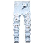 Ketyyh-chn99 Mens Jeans Slim Fit 2024 Men's and Big Men's Relaxed Fit Pants Relaxed Fit Cargo Pants with Stretch Cargo Pants Trousers Blue,40