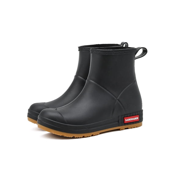 Colisha Unisex Rubber Boot Non-Slip Rain Boots Slip-On Outdoor Garden Shoes Work Pull On Waterproof Rainboot Black (Men) 6