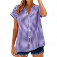 thumbnail image 2 of LVHAOGJOB Womens Cotton Linen Shirts Button Down Summer Tops V Neck Short Sleeve Plus Size Solid Color Pullover Blouse for Ladies, 2 of 8
