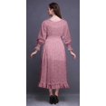 thumbnail image 4 of Bimba Floral Ladies Bishop Sleeve Round Neck Ruffle Maxi Smocked WaistDress-Medium, 4 of 5