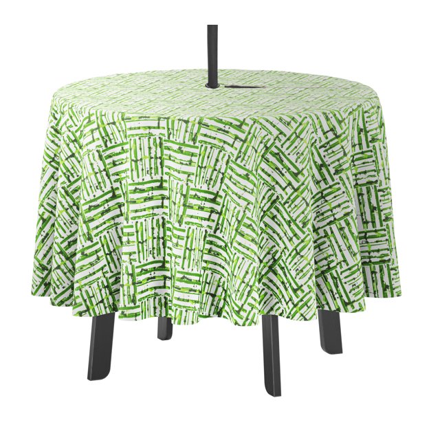 Vargottam Indoor/OutdoorRoundTablecloth 58 InchTablecloth with Umbrella Hole & Zip- Waterproof TableCloth TableCovers for Backyard Table -Pear Green