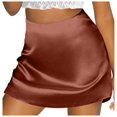 thumbnail image 1 of Women's High Waist A-Line Mini Skirt - Satin Ribbon, Zipper Closure, Lined, Versatile for Casual & Party, 1 of 8