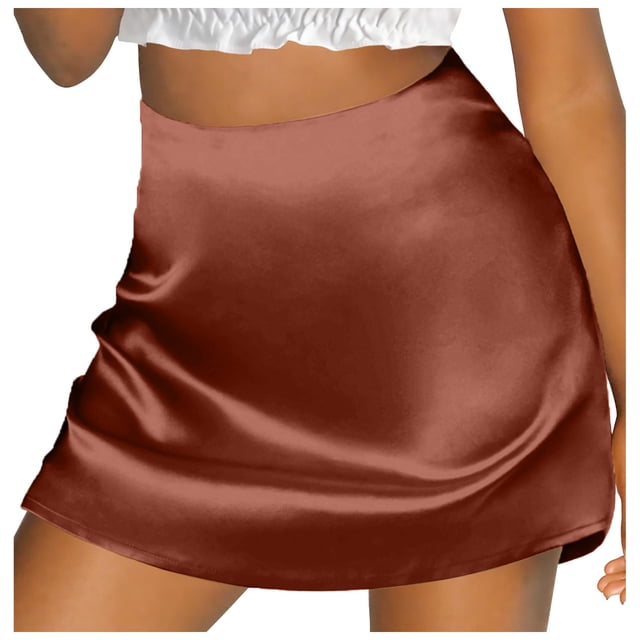 Women's High Waist A-Line Mini Skirt - Satin Ribbon, Zipper Closure, Lined, Versatile for Casual & Party