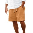 thumbnail image 1 of Plebaso Mens Shorts Summer Beach Shorts with Drawstring Solid Color Lightweight Vacation Pocket Shorts, 1 of 6