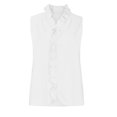 thumbnail image 4 of Women's Casual Solid Color Ruffle Collar Long Sleeve Ruffle Shirt Blouse V Neck Short Sleeve Shirt Tops, 4 of 9