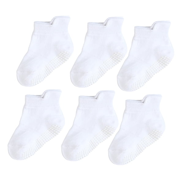 6 Pcs Bas Chaussettes pour Enfants avec Belle Élasticité Port Confortable Style Simple Bonne Fabrication Bas Garder le Rampement Blanc 10-12