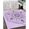 thumbnail image 3 of Ahgly Company Tapis d'Intérieur Lavable à la Machine, Carré, Transitionnel, Lilas Violet Riche, Tapis de Zone, 5 Pieds Carré, 3 of 7