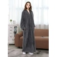 thumbnail image 3 of Women's Flannel Robe Zipper Front Long Plush Full Length Bathrobe with Pockets M-XL, 3 of 6