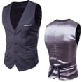 thumbnail image 3 of Jovati Sleeveless Suit Vest for Men, Solid Color, Polyester Blend, Slim Fit, Button Front, Casual Formal Wear, Spring Summer, 3 of 9