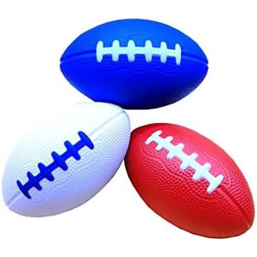 3 Pack of Mini Foam Footballs for Kids - Small, Tiny Football 4.75" in Length - Little Toy Football Red, White and Blue Red, White and Blue