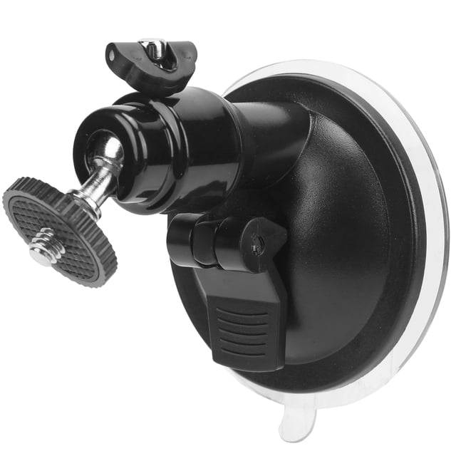 Suction Cup Bracket, Simple Operation Adsorption Capacity Multi Angle Arbitrary Adjustment 1/4 inch Screw Car GPS Mount Adapter Firm for Car Black,Silver