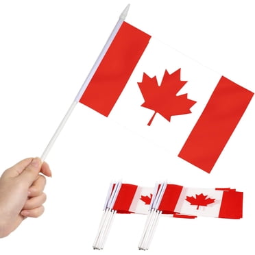Anley Canada Mini Drapeau, Lot de 12 - Petits Drapeaux Canadiens Miniatures à Tenir à la Main sur Bâton - 5,5 X 8 Pouces avec Mât Solide et Toupie