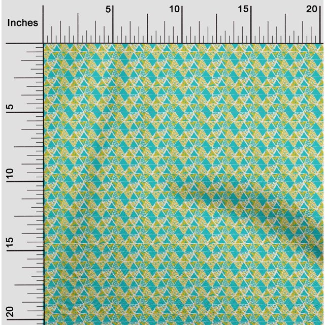 oneOone Cotton Jersey Medium Yellow Fabric Triangle Geometric Sewing Material Print Fabric By The Yard 58 Inch Wide