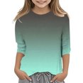 thumbnail image 2 of Splozh T-Shirt à Manches Longues pour Tout-Petit Fille Décontracté Col Rond T-Shirt à Manches Trois Quarts Haut Basique Régulier à Manches 3/4 Vert Menthe, 10-11 Ans, 2 of 5