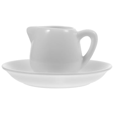 1 Set of Ceramic Cream Jug Gravy Boat Sauce Pitcher Milk Creamer Coffee Syrup Jug With Saucer