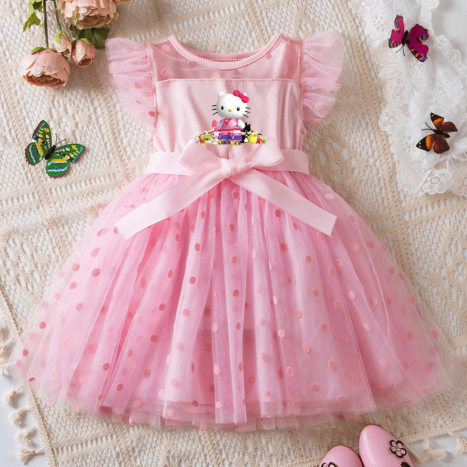hello kitty dress for 1st birthday 2-6Y Baby Girl Princess Mesh Skirt Summer Sleeveless Clothes Fancy Wedding Party Dresses Girls Summer FJH Perfect for young kids