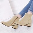 thumbnail image 2 of Bottes à la Cheville pour Femmes, Talon Bloc Uni, Fermeture Éclair Courte, Chaussures Mode pour Toutes les Occasions, 2 of 4