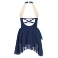 thumbnail image 2 of RUNQHUI Kids Girls Lyrical Dance Dress Shiny Rhinestone Halter Sleeveless Backless Leotards Dress Navy Blue 14, 2 of 7