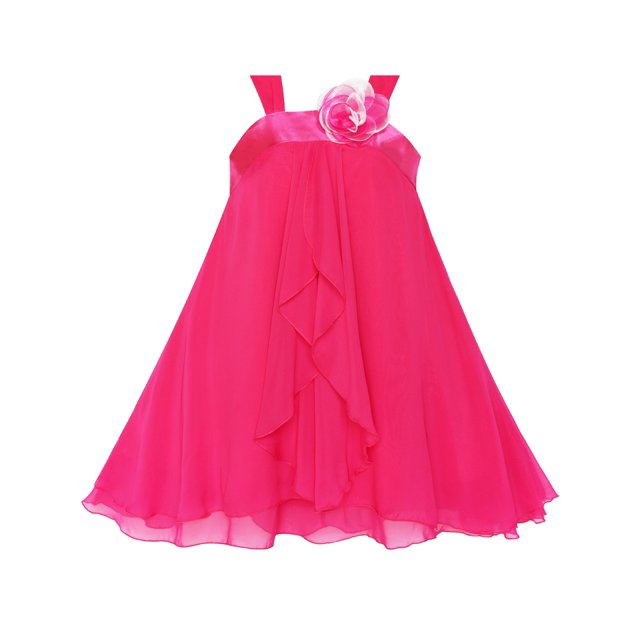 Girls Dress A-line Halter Flower Multi Layer Chiffon 4 Years