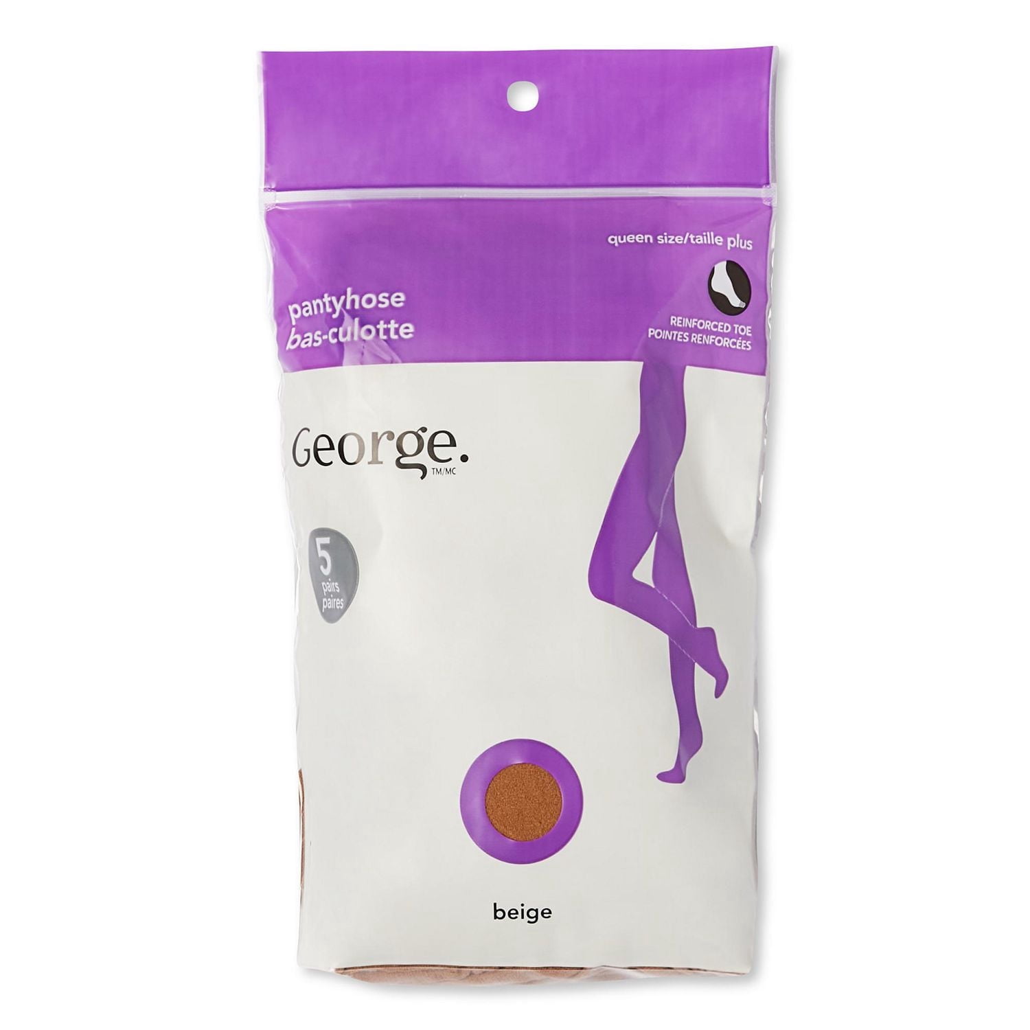 George Women's Queen Size Pantyhose 5-Pack