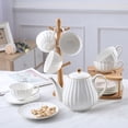 thumbnail image 4 of Ceramic Teapot Edges Tea Pot Ceramic Coffee Pot Milk Dispenser for Home (White), 4 of 8
