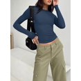 thumbnail image 2 of ORUYROP T-Shirts à Manches Longues pour Femmes Mode Automne 2023 Crop Tops Basiques Ajustés Y2K, 2 of 5