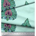 thumbnail image 2 of Soimoi Polyester Crepe Fabric Leaves & Floral Block Printed Craft Fabric by The Yard 42 Inch Wide, 2 of 3