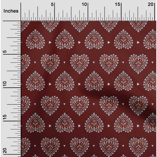 oneOone Cotton Poplin Fabric Floral Block Printed Fabric 1 Yard 42 Inch Wide