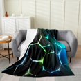 thumbnail image 1 of Erosebridal Modern Abstract Flannel Blanket, Striped Geometric Sherpa Throw, Minimalst Decor, 1 of 5