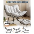 thumbnail image 3 of Oversized Papasan Rocking Chair with Footrest, 350Lbs Capacity Indoor/Outdoor Rocker, Metal Frame & Waterproof Cushion, Adjustable Patio Lounge Chair Rattan Egg Rocker, 3 of 7