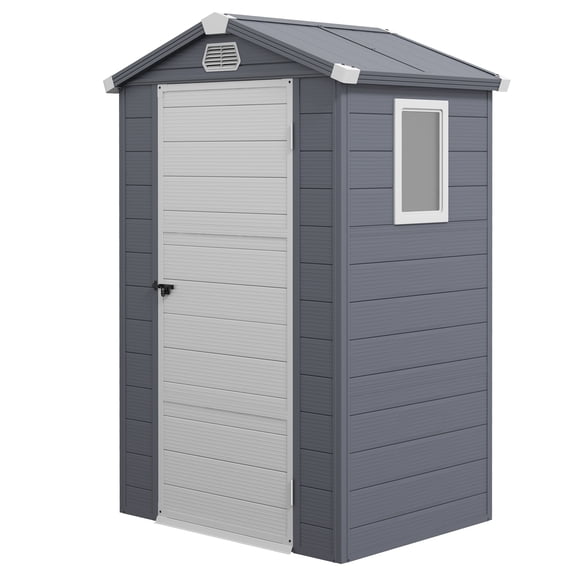 Outsunny 4.4' x 3.3' Garden Storage Shed with Air Vents, Grey