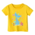 thumbnail image 3 of T-shirts Filles Enfants Mignon Océan Graphique Imprimé Manches Courtes Tees Amples Hauts Filles Jaune 2-3 Ans, 3 of 3