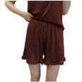 thumbnail image 2 of Timegard Womens Pjs Shorts Ruffle Elastic Waist Loose Soft Loungewear Solid Color Pajamas Shorts Summer, 2 of 4